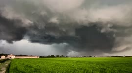 Beautiful looking shelf cloud whilst under a severe thunderstorm warned storm in italy storm chasing.
