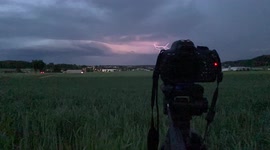 Lightning supercell thunderstorm in slow motion with the DSLR camera capturing the explosive image.