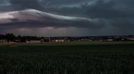 TIME-LAPSE VIDEO OF STORM CHASING WITH LIGHTNING & SHELF CLOUD FORMING ON A SEVERE THUNDERSTORM IN GERMANY