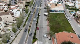Nice hyperlapse in city, urbanization and road with cars driving