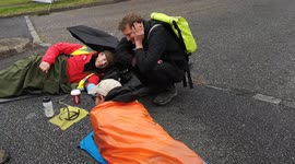 Extinction Rebellion protestors block three entrances at Farnborough private airport, in protest at private jet CO2 emissions, Farnborough, England, UK