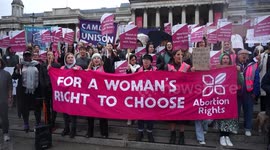 Abortion Rights activists clash with anti-abortion group in London's Trafalgar Square
