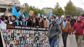 Protest against the mistreatment of muslim Uyghurs in China. Paris ,place de la Republique.2oct2021