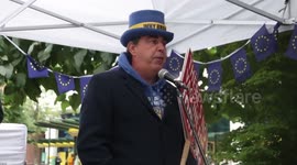 British activist Steve Bray speaks at anti-Brexit protest in Manchester