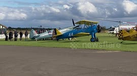 Tom Cruise and film crew filming on location at Duxford Airfield for Mission Impossible 7