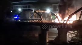 Rome's iconic Ponte di Ferro bridge goes up in flames