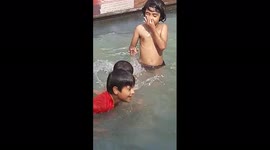 Kids playing in swimming pool