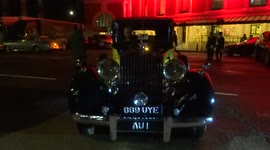 One of luxury James Bond automobiles outside Royal Albert Hall on No Time To Die word premiere night
