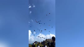 Camping with a view: Strong winds cause dozens of tents fly into air in China