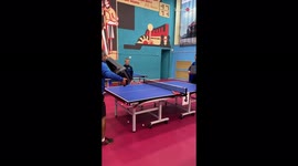 Russians complete intense table tennis rally using large boards as bats