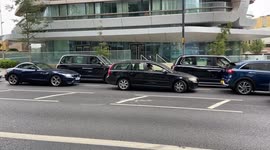 Long queue outside a petrol station in Central London as the fuel crisis continues in the UK