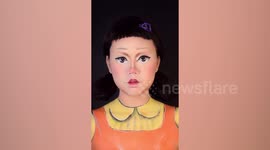 Woman’s epic makeup transformation into 'Squid Game' doll
