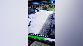 Rolling pickup truck nearly crushes driver who forgot to pull handbrake