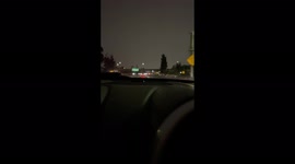 Lightning Strike in Los Angeles Captured on Dash Cam While Driving on the 110 Freeway