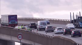 Police assist motorist stuck on the Sheppey Crossing in Kent, UK
