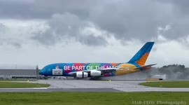 Emirates A380 new Expo livery at Manchester Airport,first visit to the uk.