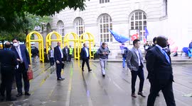 Delegates arriving and leaving for the third day of the 2021 Conservative Party Conference, Manchester, UK