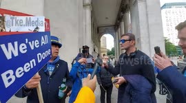 Turning Point UK Argues With Brexit Steve Outside The Conservative Party Conference, In Manchester