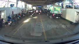 Ferry ship catches fire minutes before docking at pier in Thailand