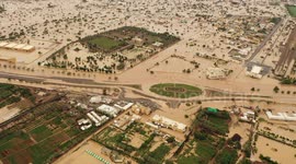Top view of flooded Saham, Oman