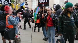Tories Out wall of sound, Manchester protest the Conservative Party Conference