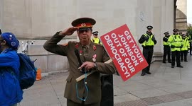Remain campaigner Steve Bray playing to the Russian National Anthem