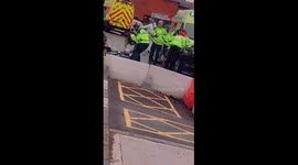 Car hit pedestrian crossing the road after getting off the bus. Alcester Road, Moseley Birmingham U.K.