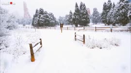Garden of the Gods park - Red Rocks in White Snow
