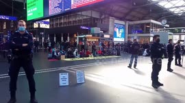 Extinction Rebellion climate demonstration at Zurich main station, Switzerland
