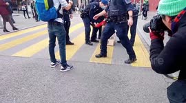 Extinction Rebellion activists attempt to block streets in central Zurich, Switzerland