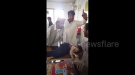Injured child in the hospital after the earthquake in Harnai, Pakistan