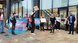 Protesters hold 'Stop Platforming Transphobia' demonstration at The Guardian