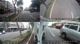 FUNNY ACCIDENT: Truck Driver Flips Over After Car Crashes Into Him At Intersection