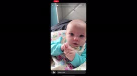 Baby doesn’t know how to react when mom cries back at her for crying all day