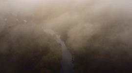 Fog over the River Lea, drone shot