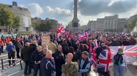 Loyalist march in central London in protest of Northern Ireland Protocol between UK and EU