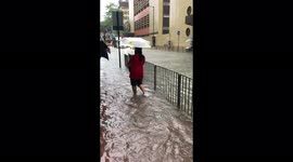 Heavy rains caused flooding in Hong Kong