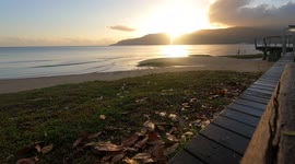 Timelapse of sunrise over Cairns esplanade in Queensland, Australia
