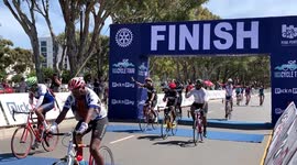 Amateurs finish their part of the returning Cape Town Cycle Tour in South Africa