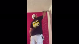 Oddly satisfying footage of the 'Popcorn Killa' removing a popcorn ceiling