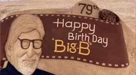 The beautiful Sand Art on Bigg B Amitabh Bachchan’s 79th Birthday