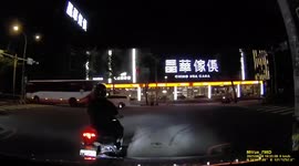 BRUTAL ACCIDENT: Collateral damage as moped flies into the side of a car at high speed (Dashcam Video)