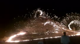 Spark your curiosity: Fire wire show on top of Egyptian mountain is incredible sight