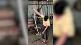 9-foot-long Indian rat snake rescued from central India