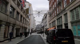 Christmas Lights Up In Jermyn Street In London Before Halloween Has Occured