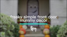Simple design transforms door into fun Halloween mummy entrance