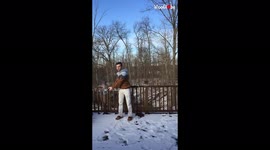 'Boiling water instantly freezes when thrown up in the air *Mpemba effect demonstration*'