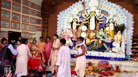 Small girls has praying complete all wishes pray Significance during Durga Puja worship in India