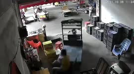 Three-wheeler suddenly launches and smashes into shop owner in China