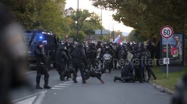 Police against anti-covid demonstation in Ljubljana, Slovenia